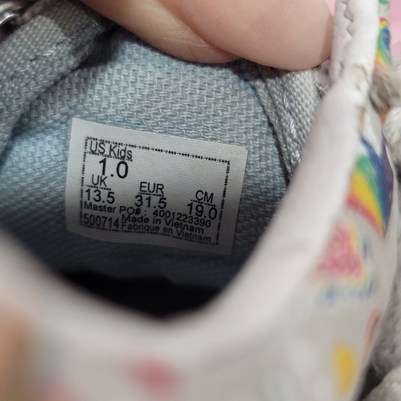 Vans Girls rainbows hearts stars 66 pride shoes sneaker gray pale blue Size 1 - Picture 8 of 8
